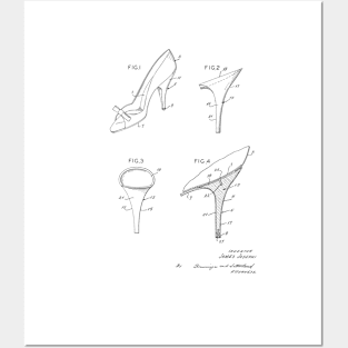 Shoes and Heels Vintage Patent Hand Drawing Posters and Art